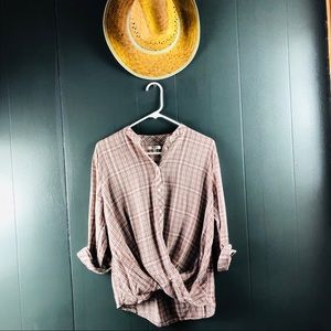 Madewell Draped Wrap Front Popover Top SZ M